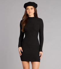 Effortlessly Polished Mock Neck Mini Dress