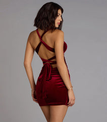 Paris Velvet Lace-Up Mini Dress