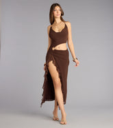 Sultry Motion Mesh Halter Midi Dress
