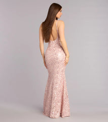 Addilyn Sequin Floral Lace Mermaid Dress